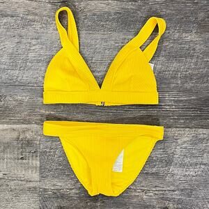 NWT Hollister yellow ribbed bikini size extra small XS B161